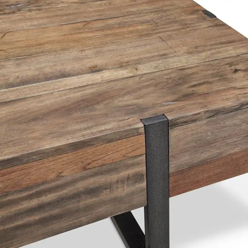 Table d'appoint rectangulaire Prescott Modern en bois recyclé couleur miel rustique