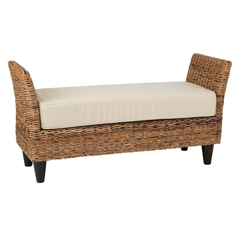 Banc en abaca naturel tressé avec coussin par East at Main