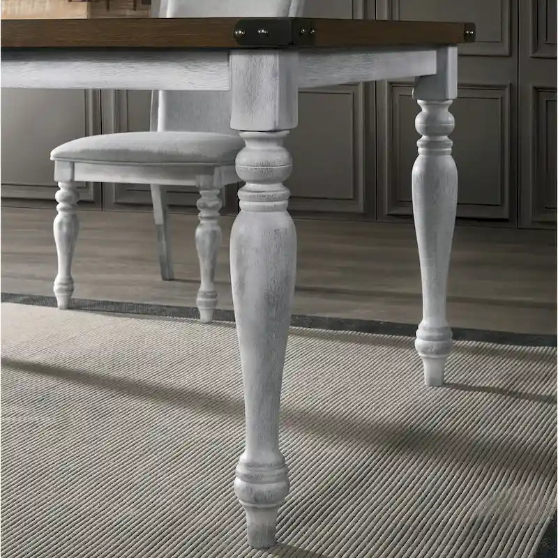 Ensemble de salle à manger 7 pièces Roundhill Furniture Salines, blanc rustique et chêne