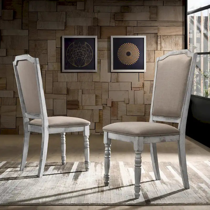 Ensemble de salle à manger 7 pièces Roundhill Furniture Salines, blanc rustique et chêne