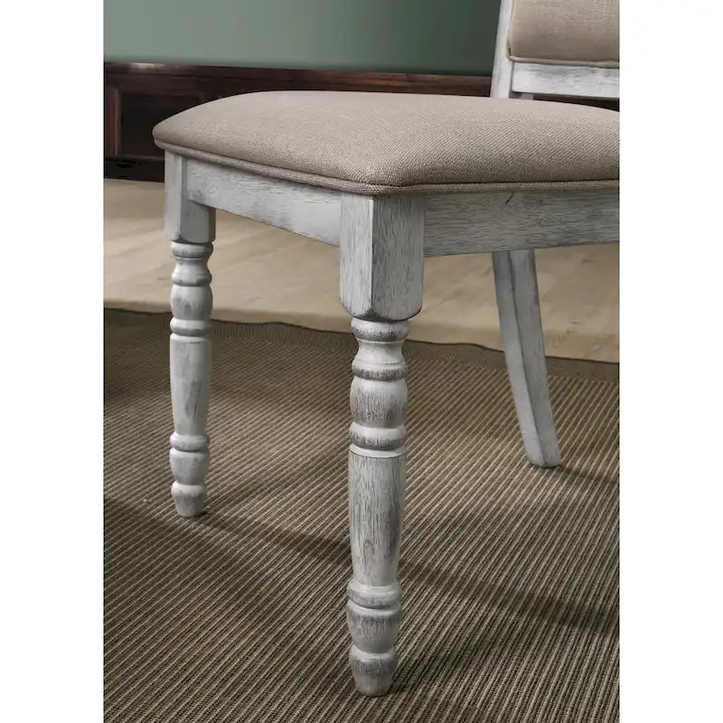Ensemble de salle à manger 7 pièces Roundhill Furniture Salines, blanc rustique et chêne
