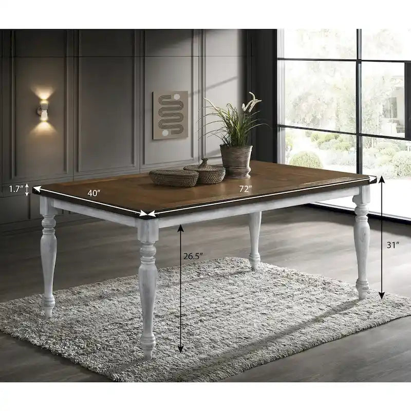 Ensemble de salle à manger 7 pièces Roundhill Furniture Salines, blanc rustique et chêne
