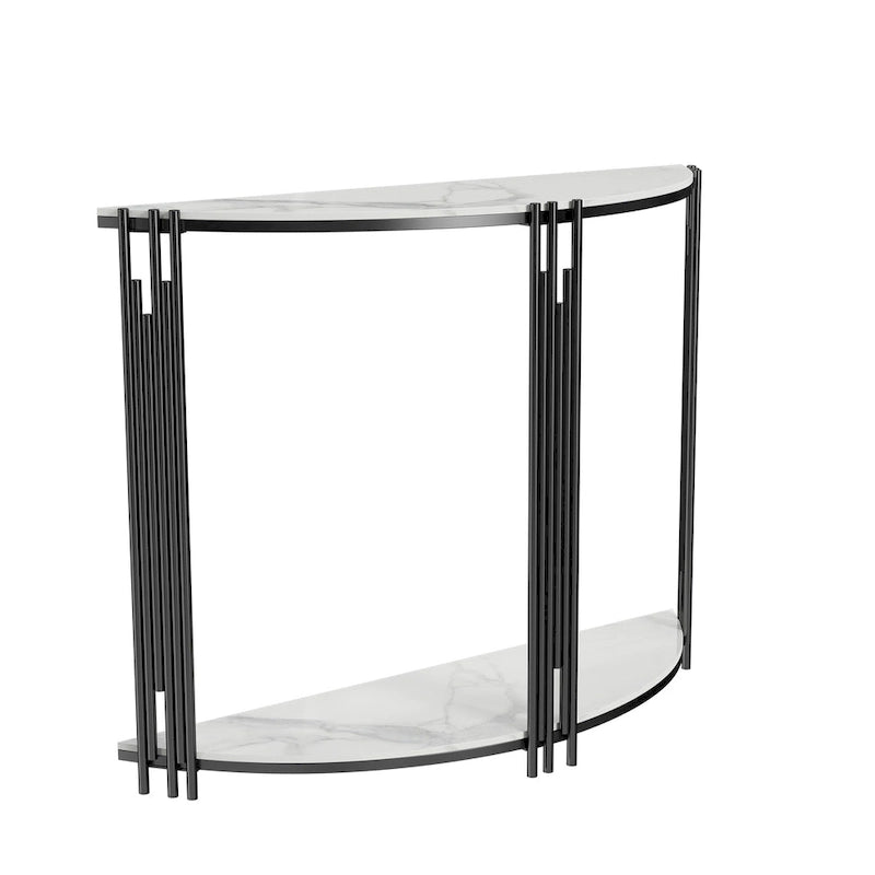 Console demi-lune moderne à 2 niveaux, idéale pour une entrée ou comme table d'appoint.