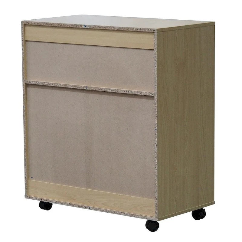 Meuble d'appoint à 2 portes avec micro-ondes intégré dans un chariot de cuisine (hêtre)