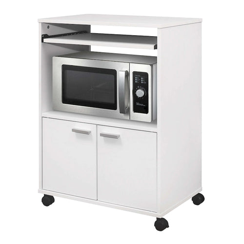 Chariot de cuisine pour micro-ondes à 2 portes (blanc)
