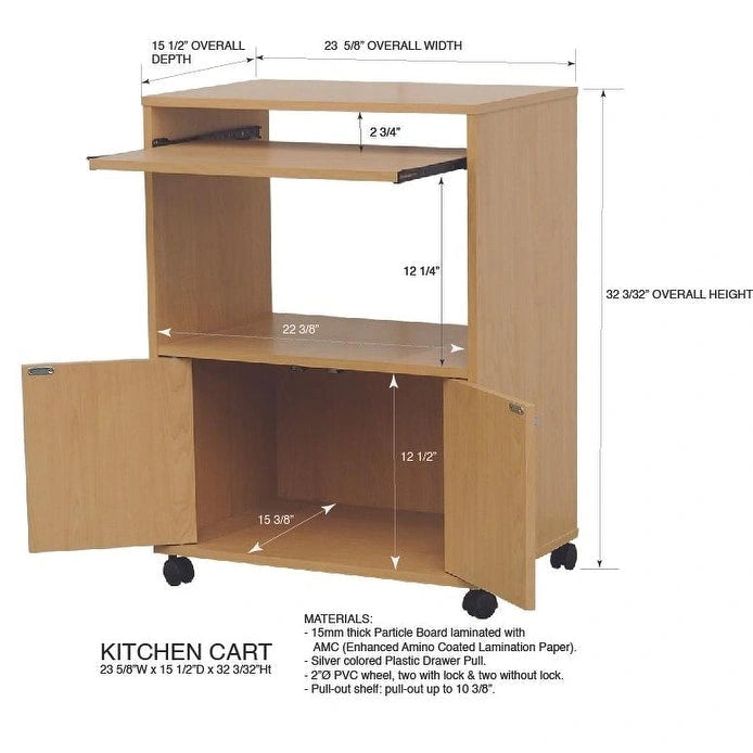 Chariot de cuisine pour micro-ondes à 2 portes (blanc)