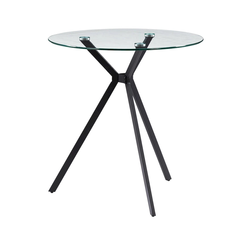 Table bistro Eliana avec plateau en verre