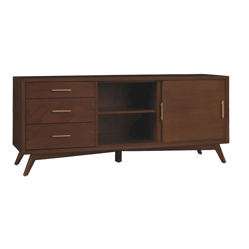 Meuble TV décoratif Alpine Furniture Flynn grand format - Noyer - 162,5 cm (L) x 48,3 cm (P) x 68,6 cm (H)