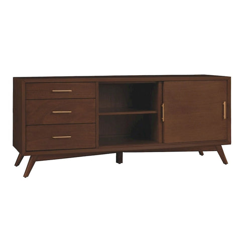 Meuble TV décoratif Alpine Furniture Flynn grand format - Noyer - 162,5 cm (L) x 48,3 cm (P) x 68,6 cm (H)