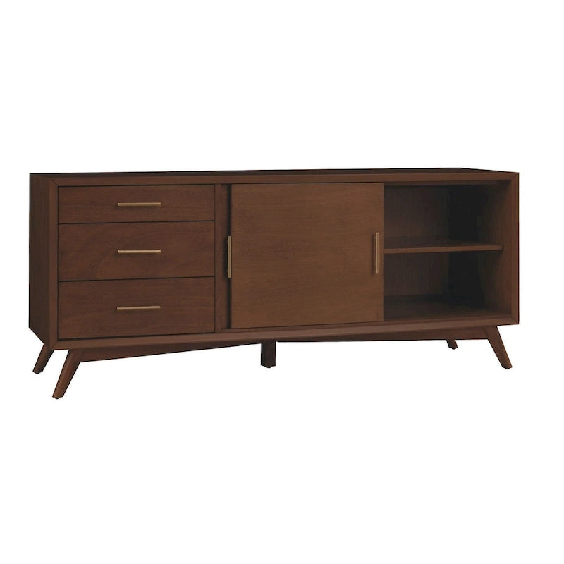 Meuble TV décoratif Alpine Furniture Flynn grand format - Noyer - 162,5 cm (L) x 48,3 cm (P) x 68,6 cm (H)
