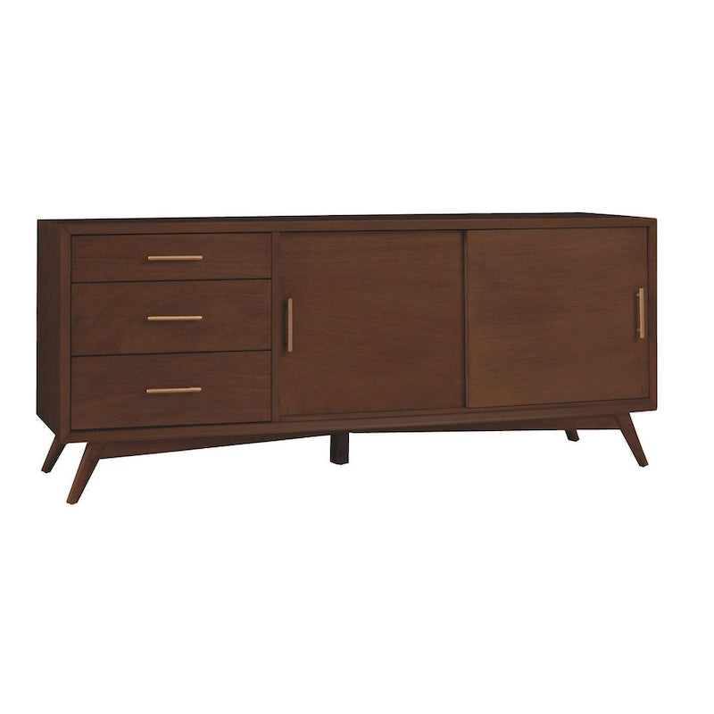 Meuble TV décoratif Alpine Furniture Flynn grand format - Noyer - 162,5 cm (L) x 48,3 cm (P) x 68,6 cm (H)