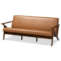 Canapé de salon Bianca style moderne du milieu du siècle, en bois et similicuir
