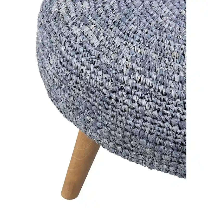 Pouf en bois de raphia naturel fait main par East at Main