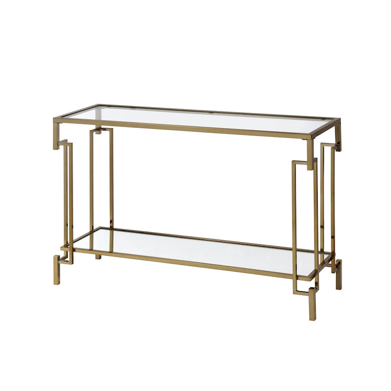 Table d'appoint Yout Glam 43 pouces avec plateau en verre et une étagère, par Furniture of America