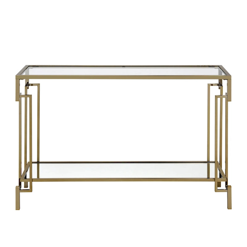 Table d'appoint Yout Glam 43 pouces avec plateau en verre et une étagère, par Furniture of America