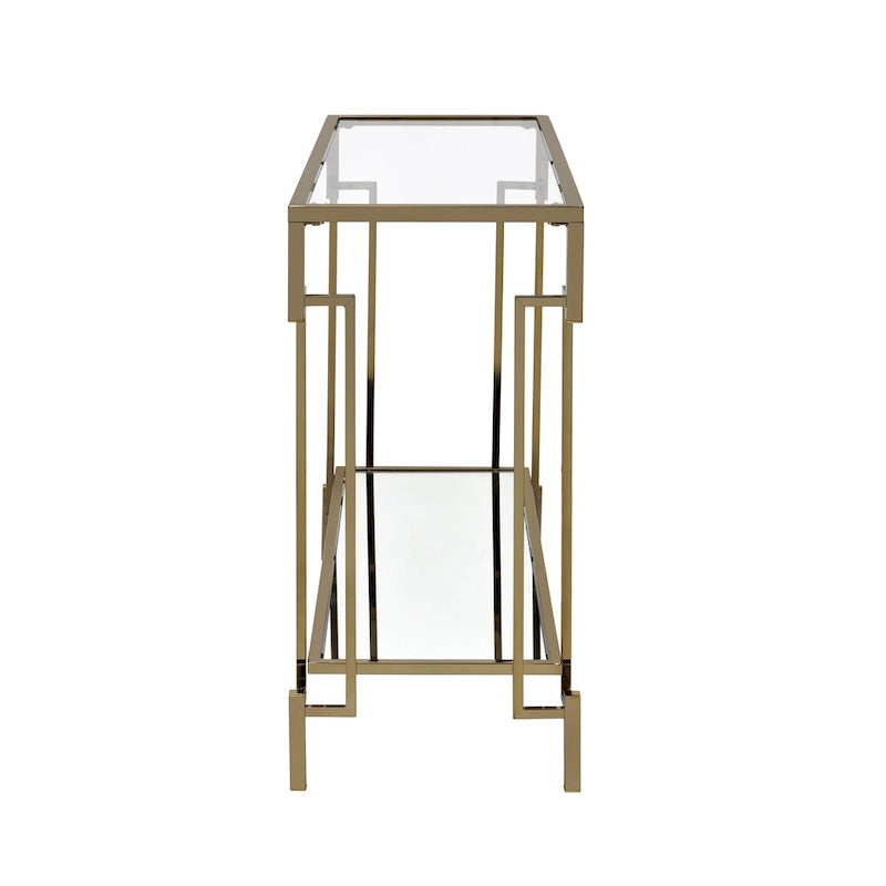 Table d'appoint Yout Glam 43 pouces avec plateau en verre et une étagère, par Furniture of America