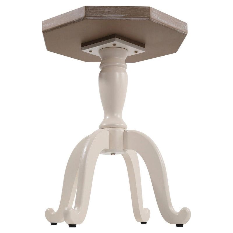 Table d'appoint octogonale rustique en bois massif avec plateau - 24,6 x 18,1 x 18,1