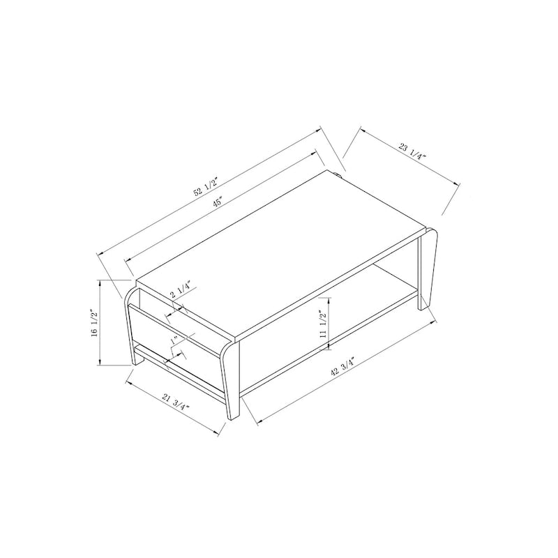 Table basse contemporaine Rafi marron de 142 cm (56 pouces) à une étagère par Furniture of America
