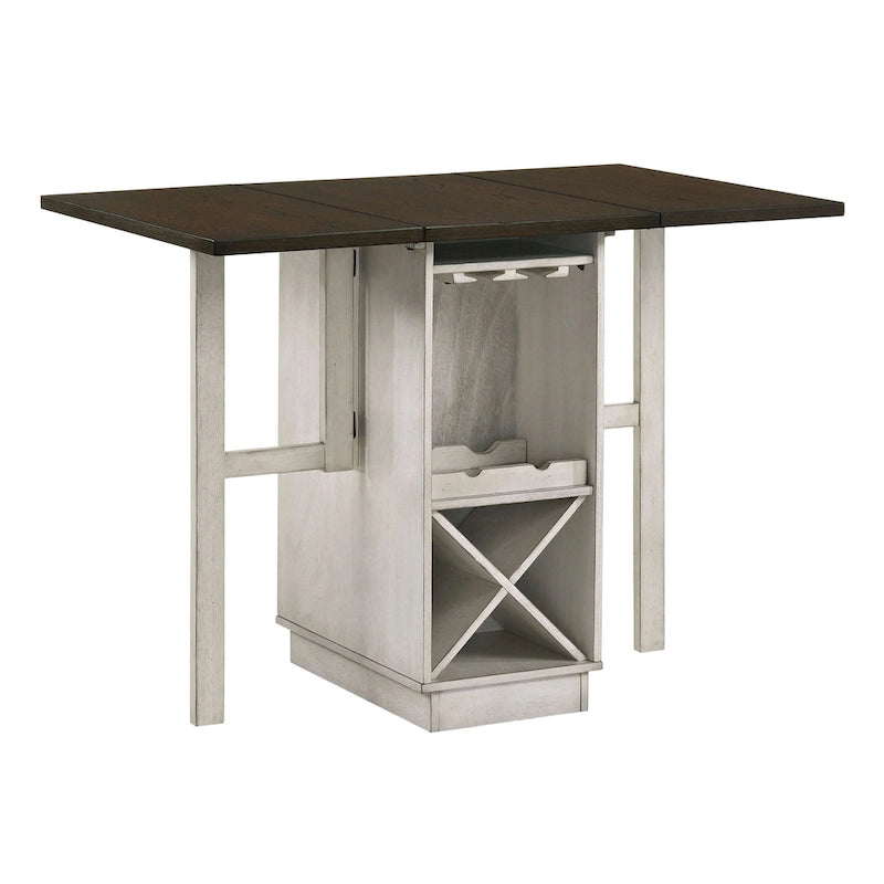 Ensemble de salle à manger 5 pièces style ferme en bois blanc avec abattants, hauteur comptoir, par Furniture of America