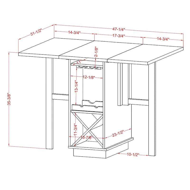 Ensemble de salle à manger 5 pièces style ferme en bois blanc avec abattants, hauteur comptoir, par Furniture of America