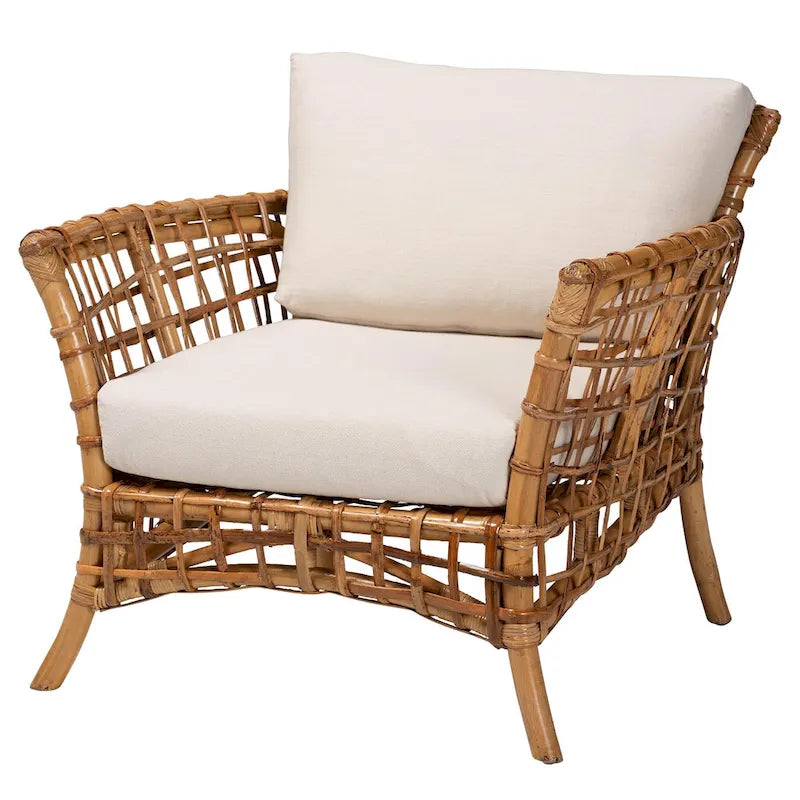 Fauteuil Babette moderne bohème en rotin marron naturel bali &amp; pari