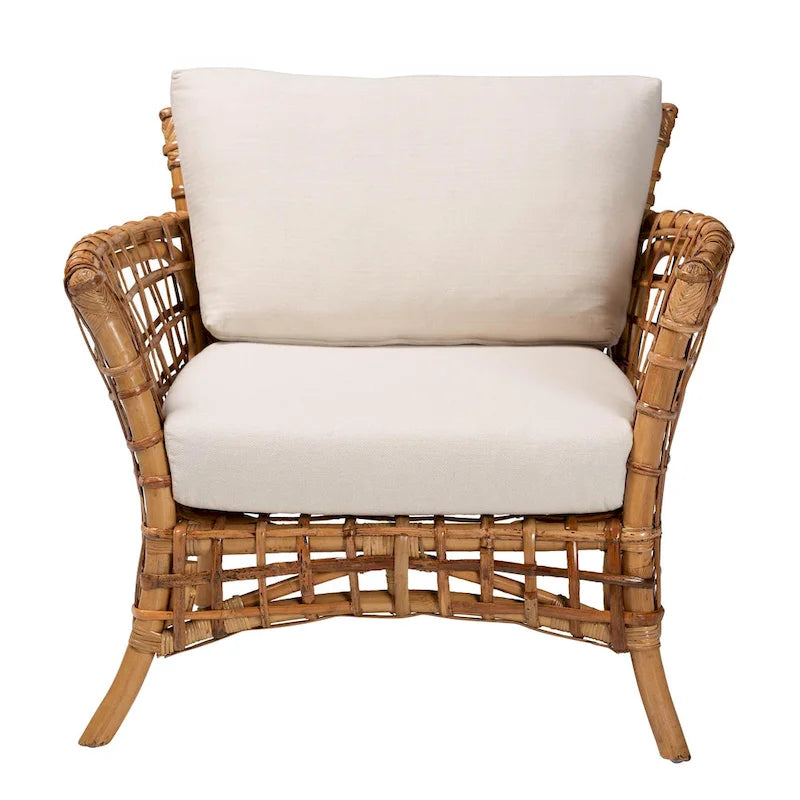 Fauteuil Babette moderne bohème en rotin marron naturel bali &amp; pari
