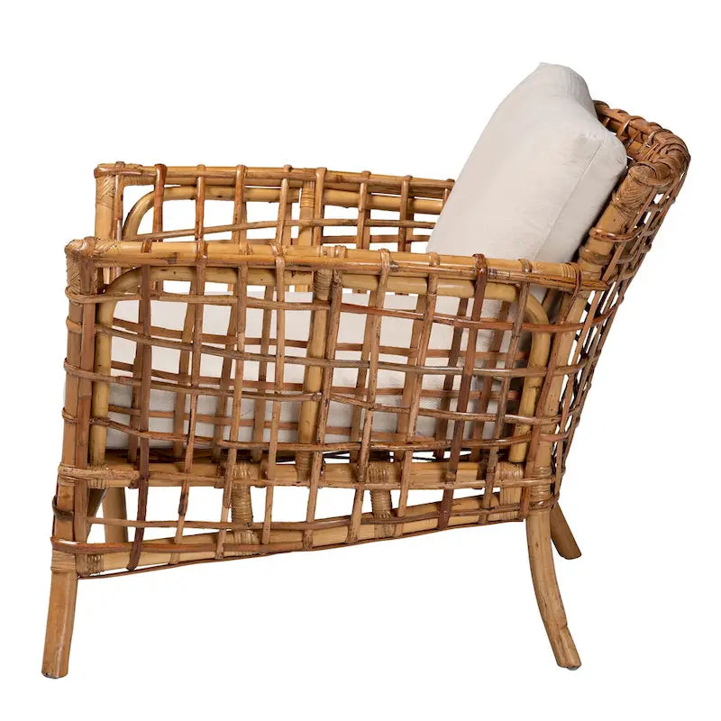 Fauteuil Babette moderne bohème en rotin marron naturel bali &amp; pari