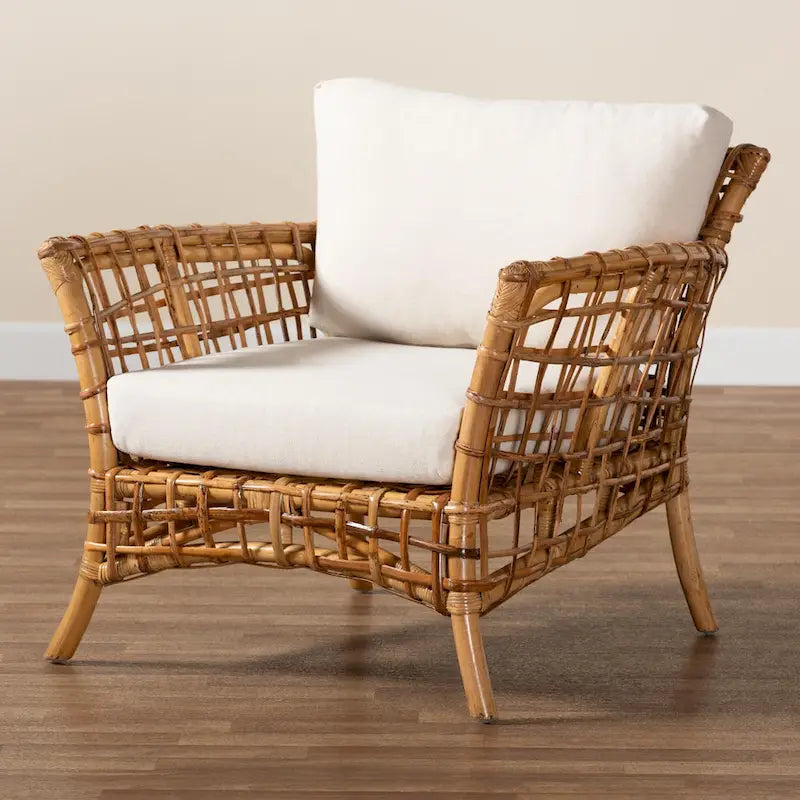 Fauteuil Babette moderne bohème en rotin marron naturel bali &amp; pari