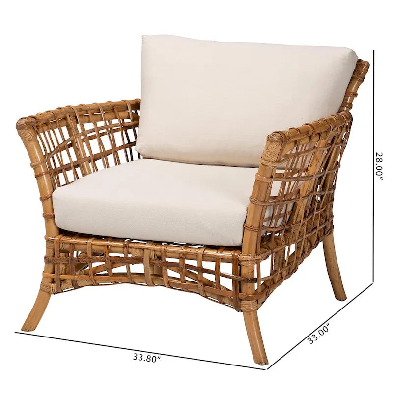 Fauteuil Babette moderne bohème en rotin marron naturel bali &amp; pari