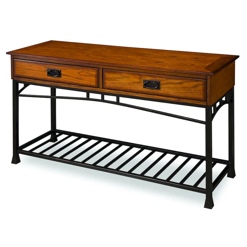 Table basse moderne en chêne vieilli de style artisanal par Homestyles