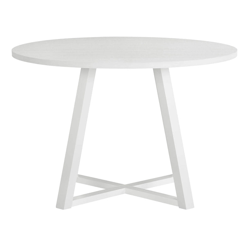 Table de salle à manger ronde Edo de Roundhill Furniture, piètement à tréteaux, finition blanche