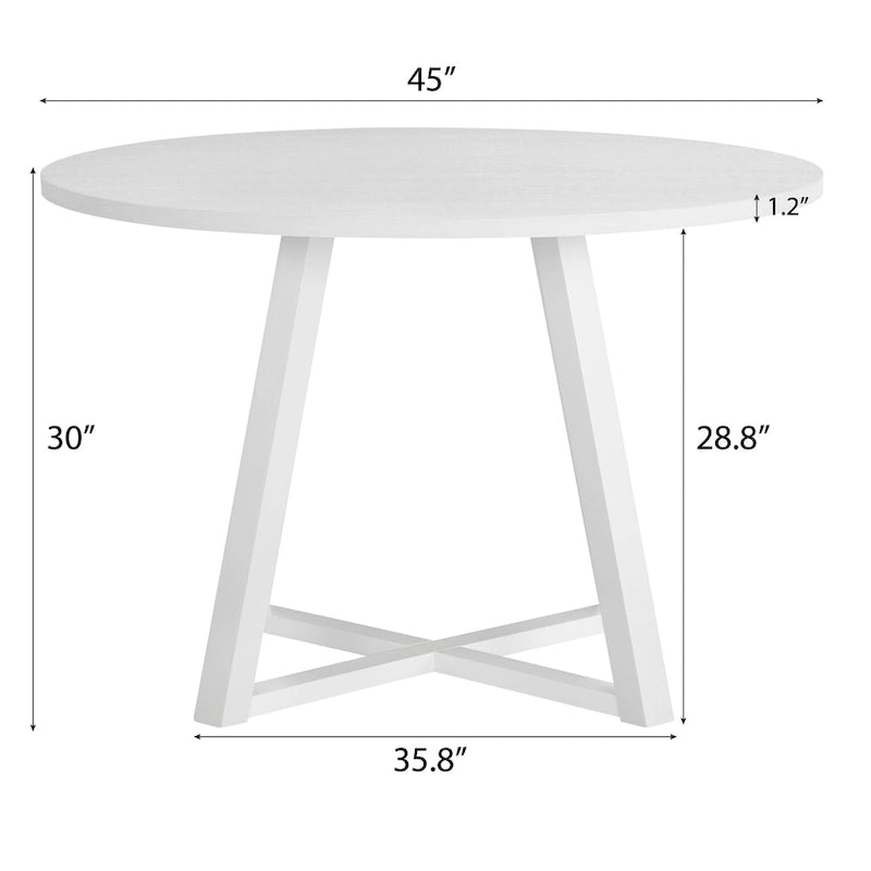 Table de salle à manger ronde Edo de Roundhill Furniture, piètement à tréteaux, finition blanche