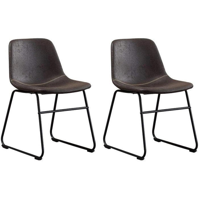 Chaises de salle à manger modernes en similicuir avec structure en métal (lot de 2) - 61 cm (H) x 37 cm (L) x 53 cm (P)