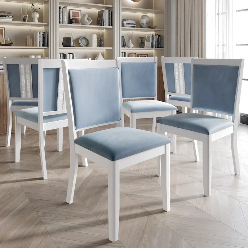 Chaises de salle à manger CraftPorch Luxueuses à rayures en cristal et diamant (Ensemble de 6)
