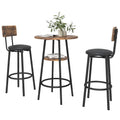 Ensemble de salle à manger 3 pièces, table de bar ronde à 2 niveaux et chaise rembourrée