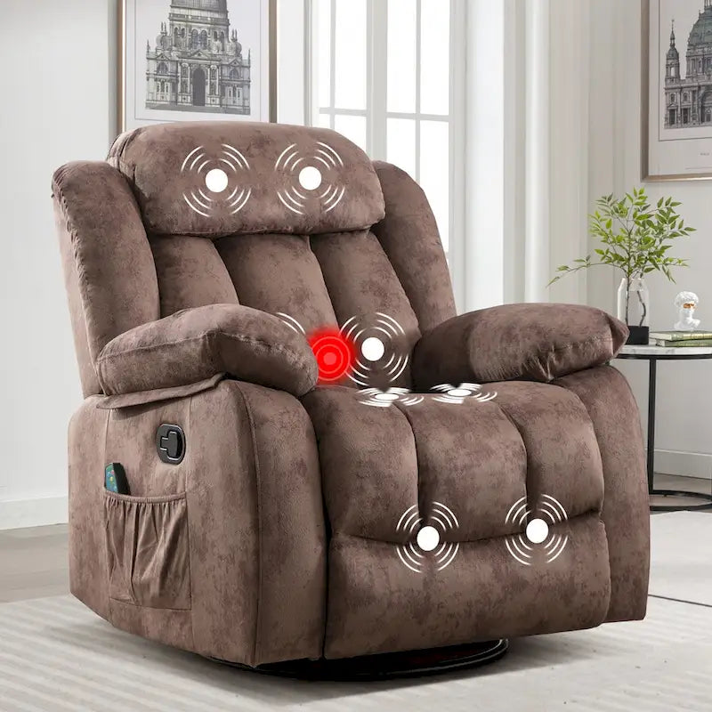 Fauteuil inclinable manuel rembourré en tissu doux avec fonction massage et chauffage