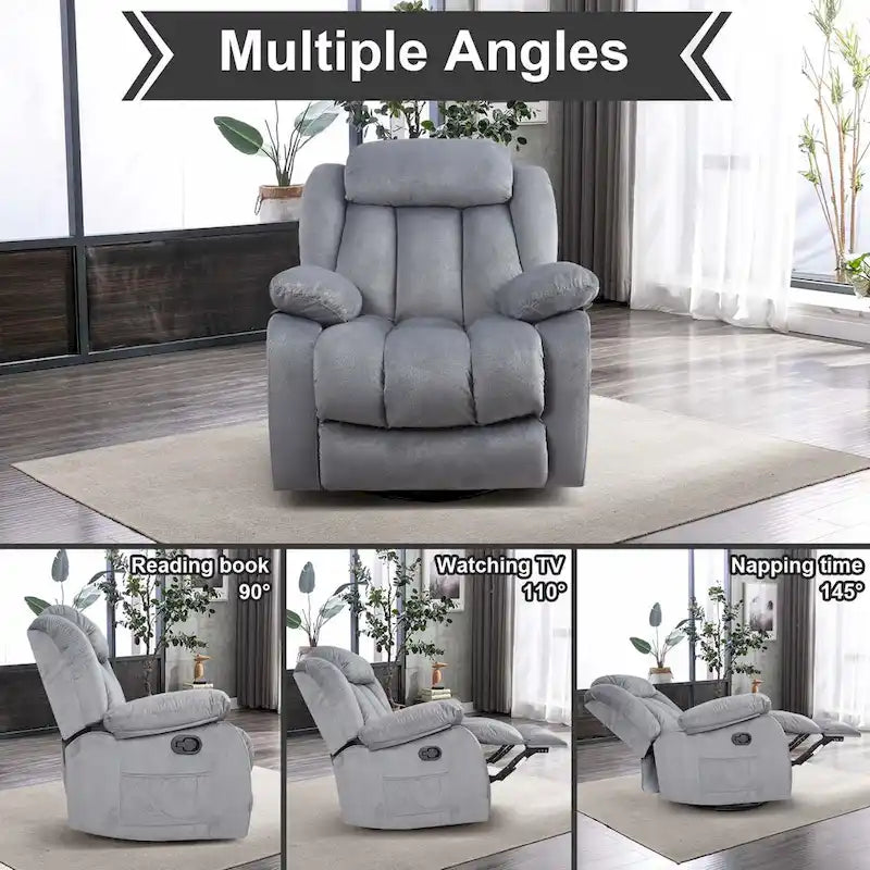 Fauteuil inclinable manuel rembourré en tissu doux avec fonction massage et chauffage