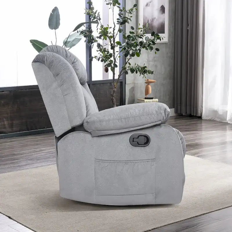 Fauteuil inclinable manuel rembourré en tissu doux avec fonction massage et chauffage