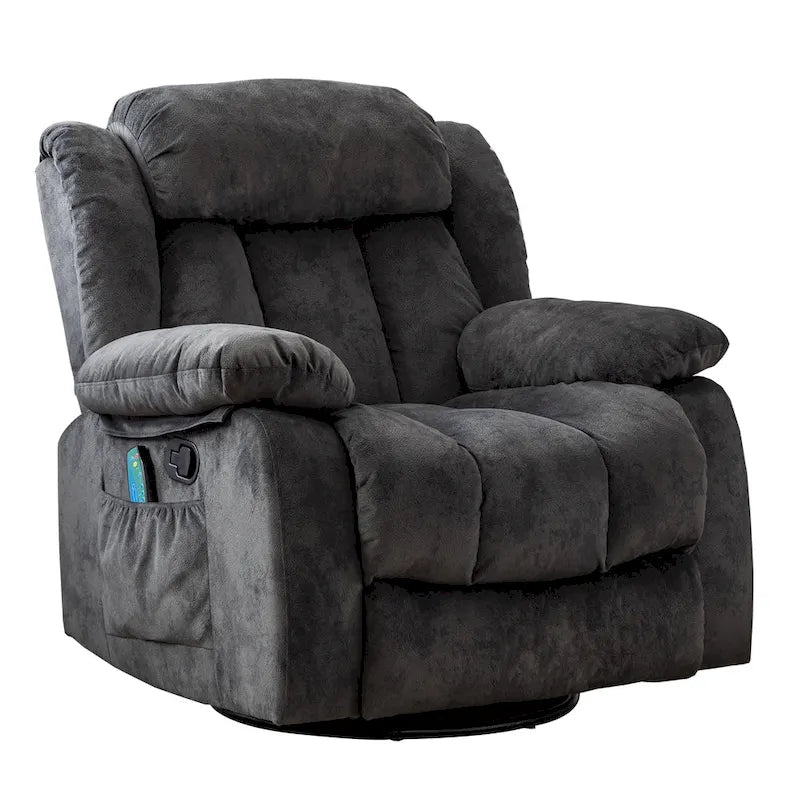 Fauteuil inclinable manuel rembourré en tissu doux avec fonction massage et chauffage