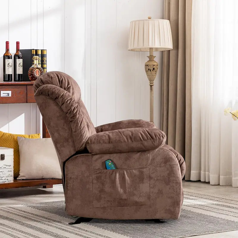 Fauteuil inclinable manuel rembourré en tissu doux avec fonction massage et chauffage