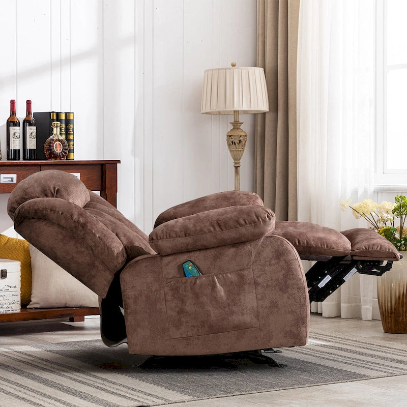 Fauteuil inclinable manuel rembourré en tissu doux avec fonction massage et chauffage
