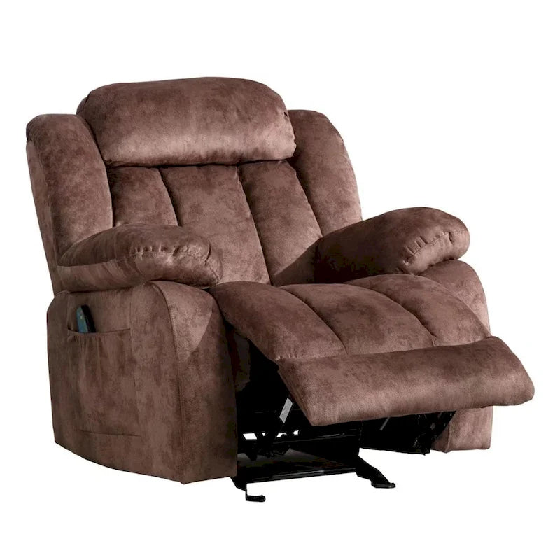 Fauteuil inclinable manuel rembourré en tissu doux avec fonction massage et chauffage