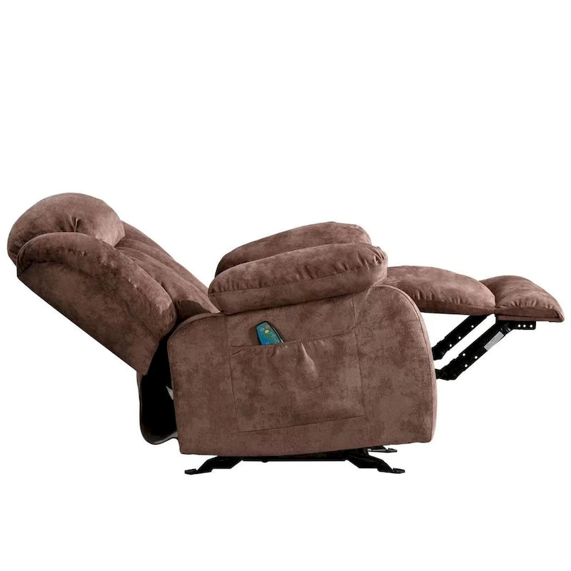 Fauteuil inclinable manuel rembourré en tissu doux avec fonction massage et chauffage