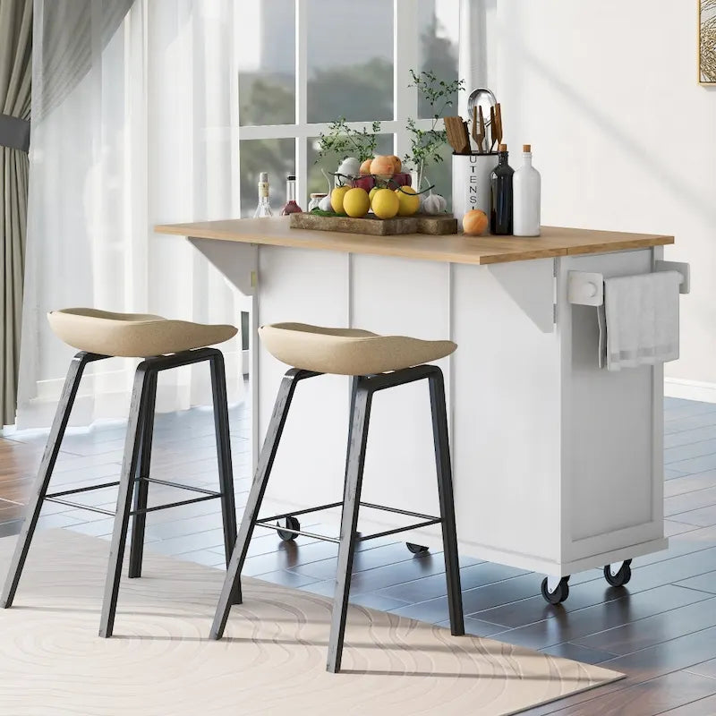 Îlot de cuisine en MDF de 135 cm de largeur avec comptoir et armoire de rangement