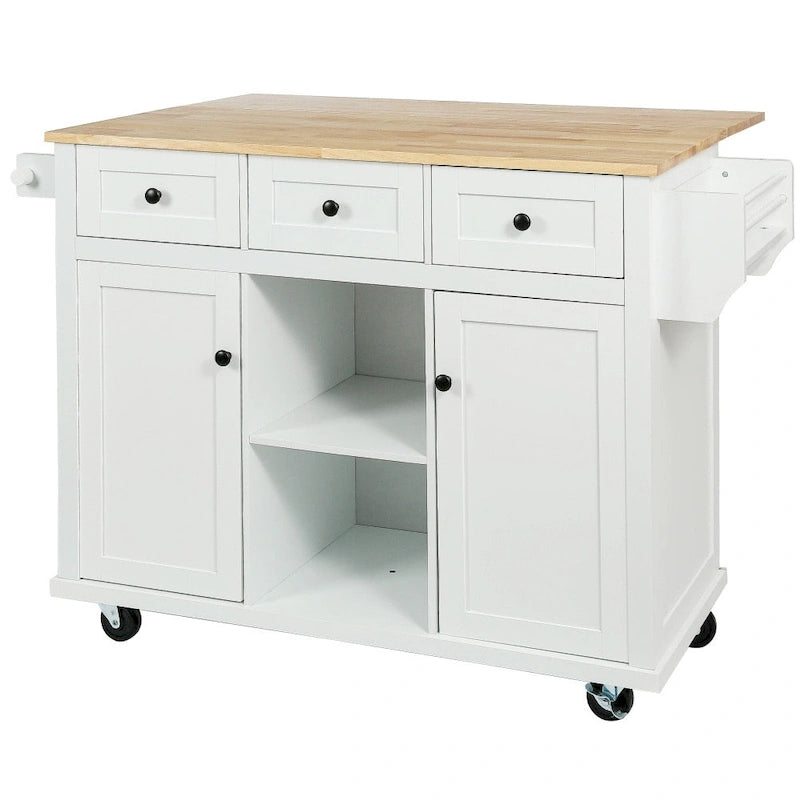 Îlot de cuisine en MDF de 135 cm de largeur avec comptoir et armoire de rangement