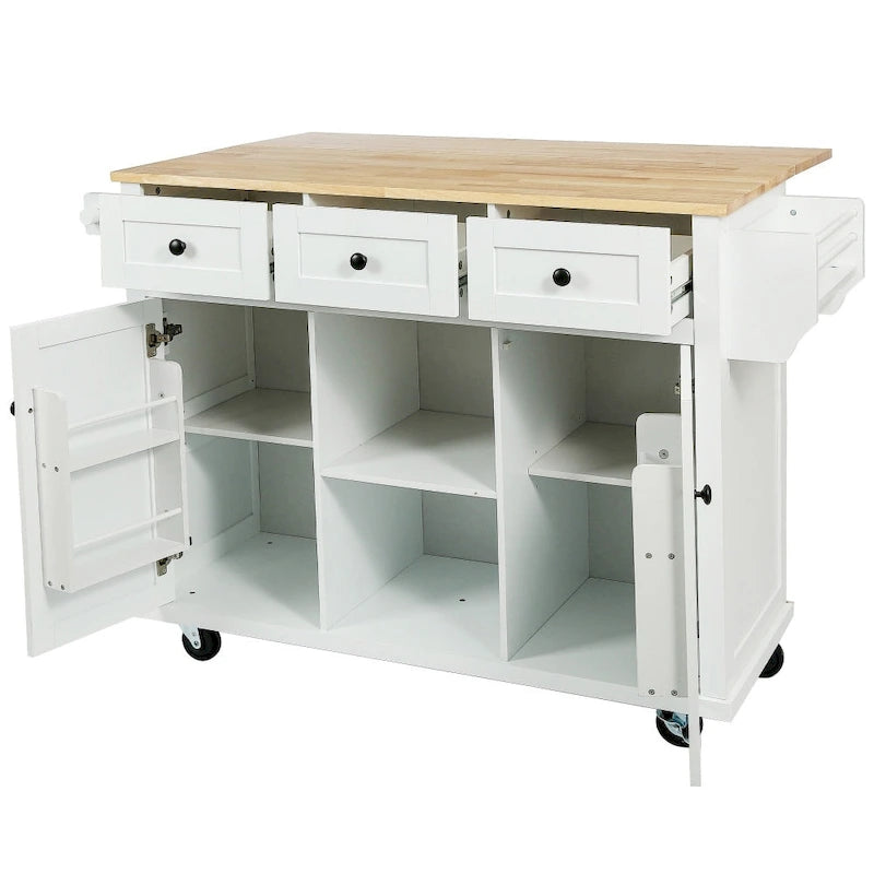 Îlot de cuisine en MDF de 135 cm de largeur avec comptoir et armoire de rangement