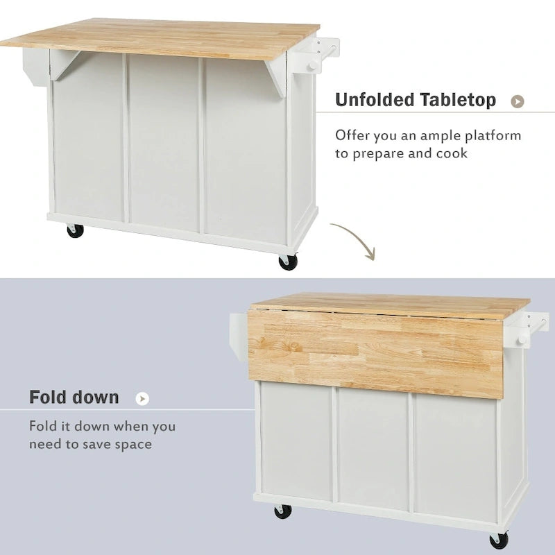 Îlot de cuisine en MDF de 135 cm de largeur avec comptoir et armoire de rangement