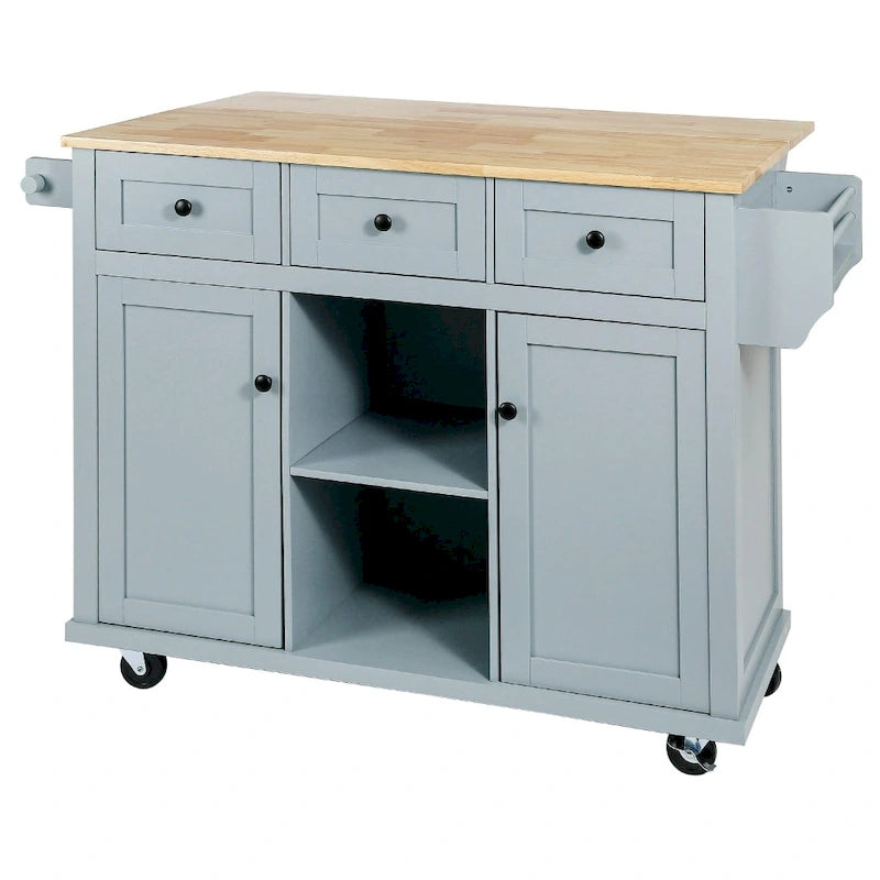 Îlot de cuisine en MDF de 135 cm de largeur avec comptoir et armoire de rangement
