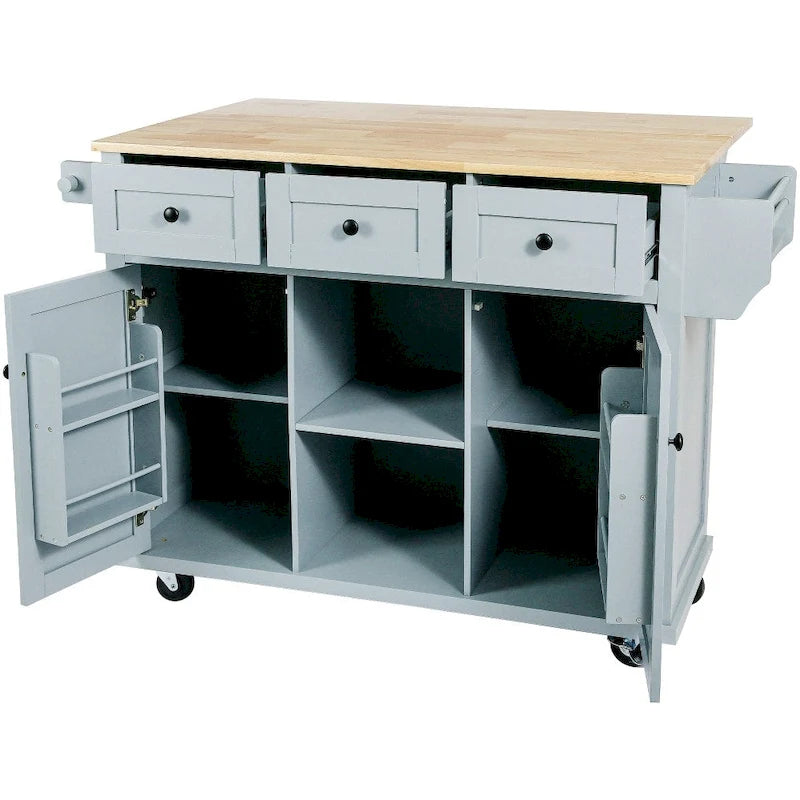 Îlot de cuisine en MDF de 135 cm de largeur avec comptoir et armoire de rangement