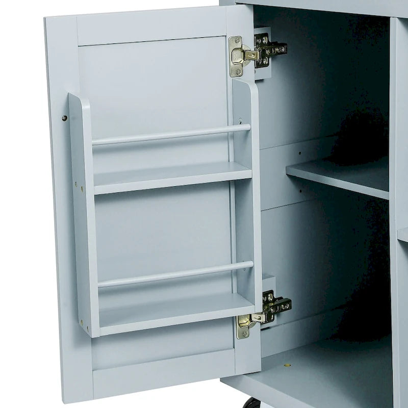 Îlot de cuisine en MDF de 135 cm de largeur avec comptoir et armoire de rangement